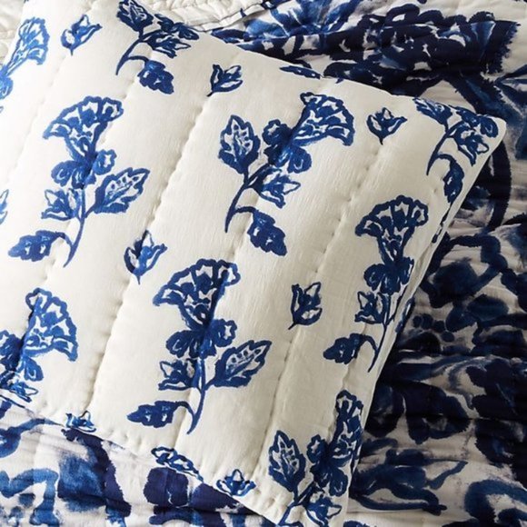 Anthropologie Other - Anthropologie Varela Euro Sham Quilted Floral x 2